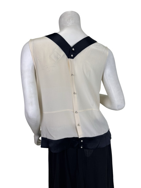 CHANEL V-Neck White Blouse