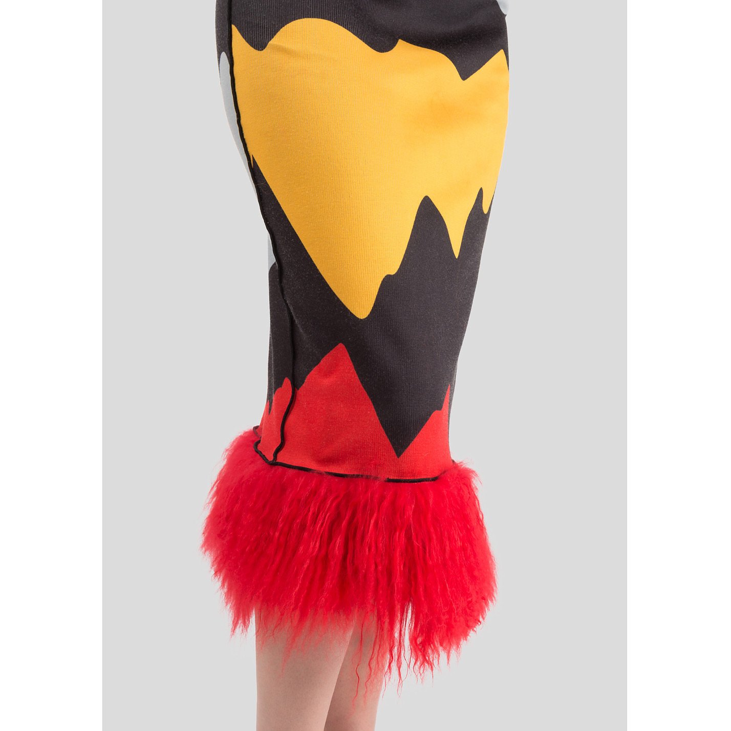 Minnanhui Printed Faux-Fur Trimmed Skirt
