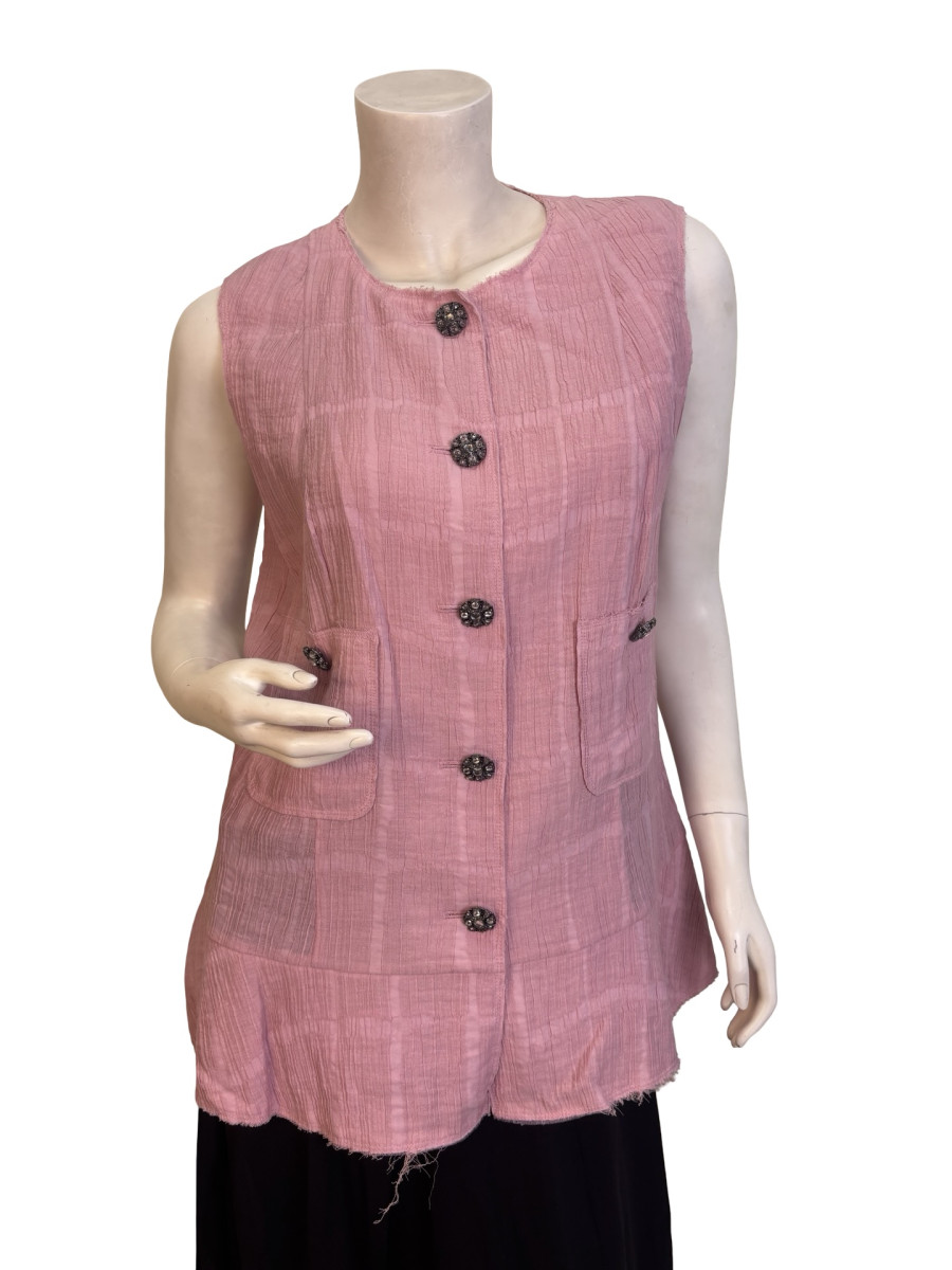 CHANEL Pink Tweed Vest