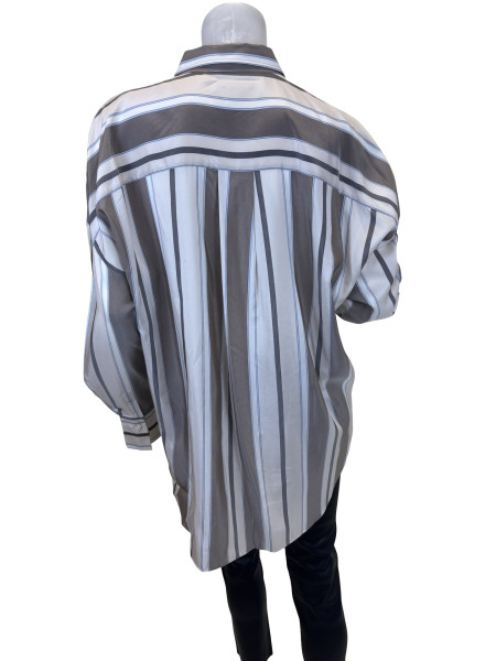 Brunello Cucinelli Striped Poplin Shirt in Sand