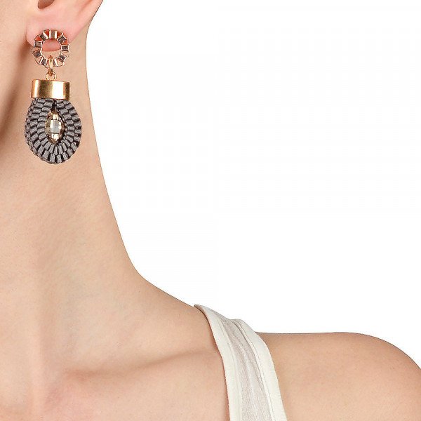 John & Pearl Loop Earrings in Rose Gold and Grey