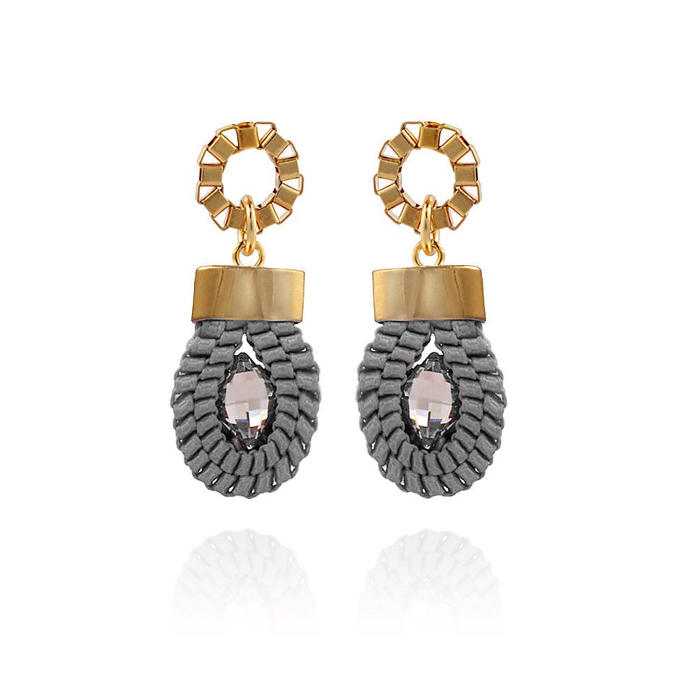 John & Pearl Loop Earrings in Rose Gold and Grey