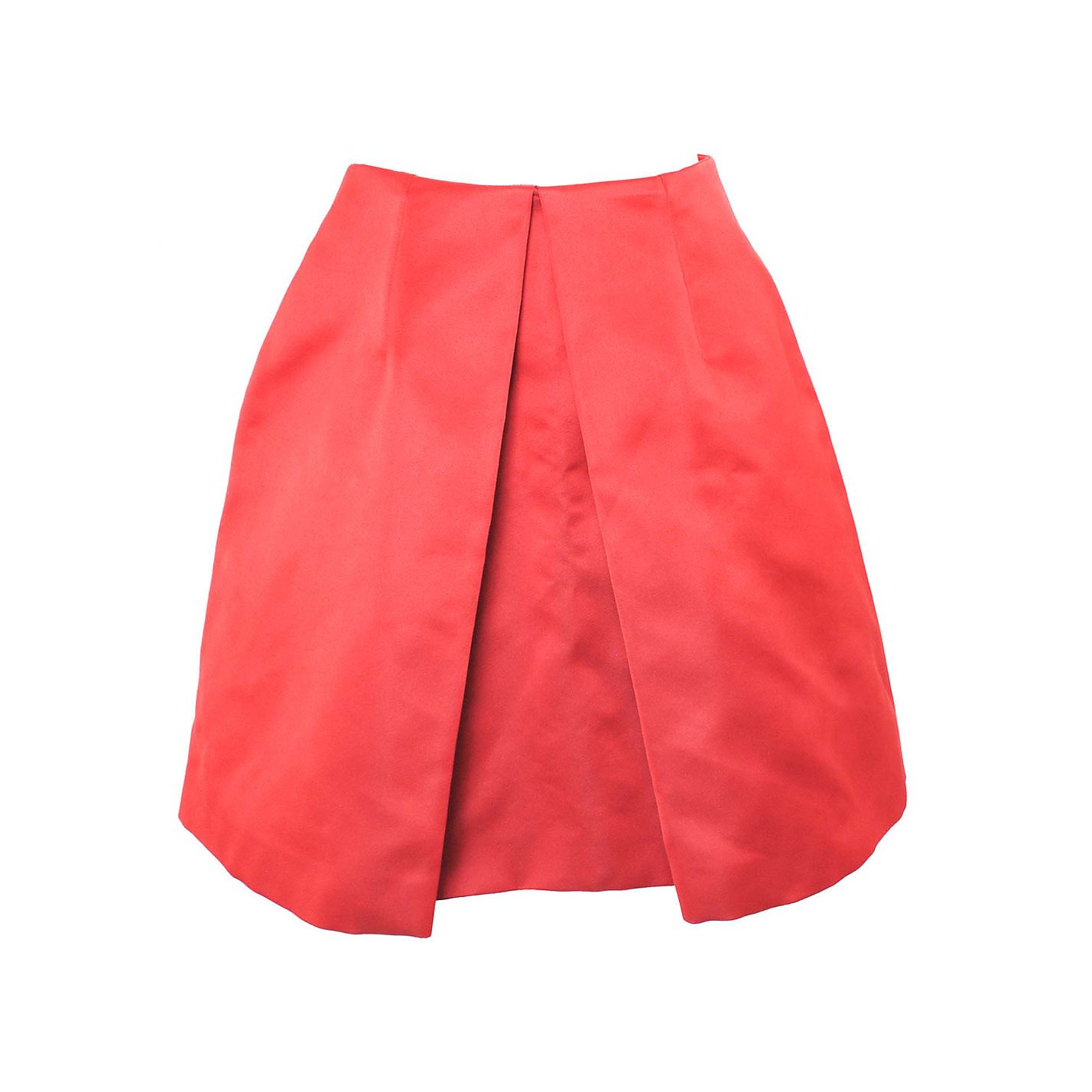 Carven A-Line Box Pleat Satin Mini Skirt