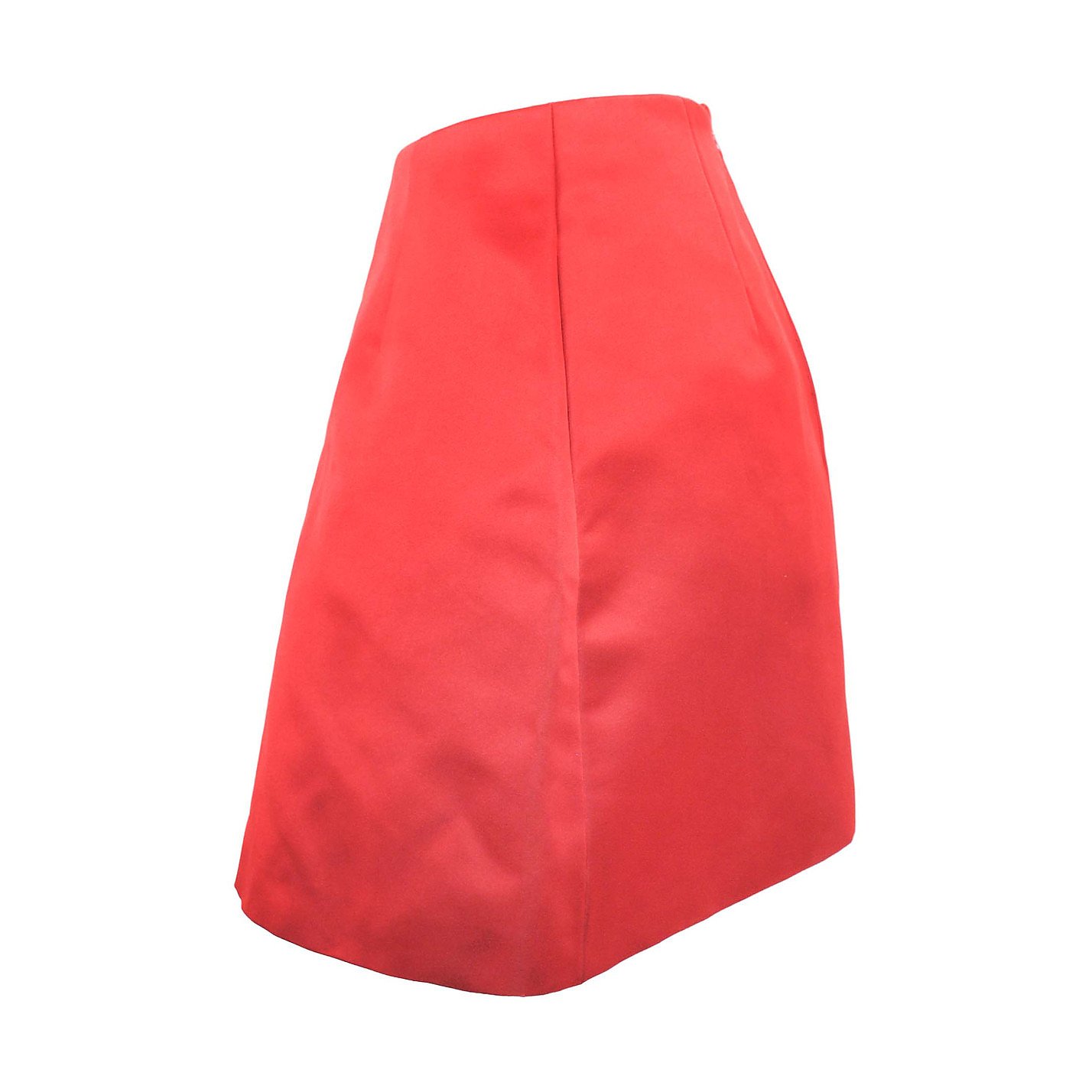Carven A-Line Box Pleat Satin Mini Skirt