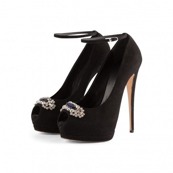 Giuseppe Zanotti Embellished Suede Peep-Toe Platform Pumps