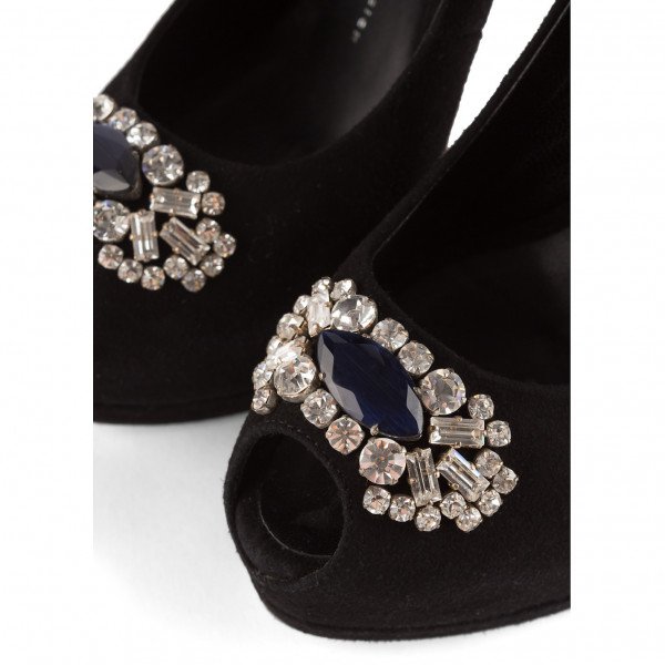 Giuseppe Zanotti Embellished Suede Peep-Toe Platform Pumps