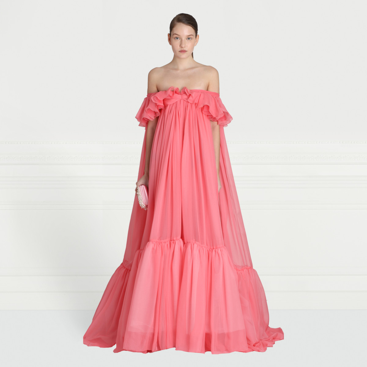 Giambattista Valli Silk georgette off shoulder gown