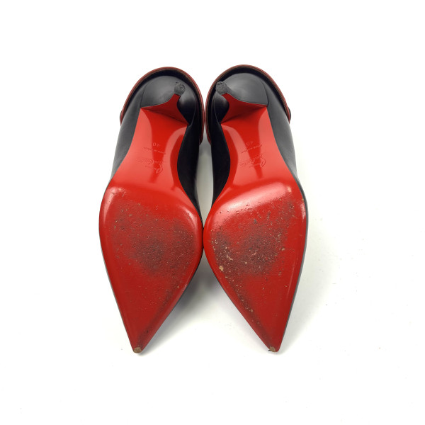 Christian Louboutin Black Leather Button-Back Stilettos