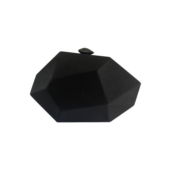 Atelier Swarovski Satin geometric clutch with crystal block shape and chain black