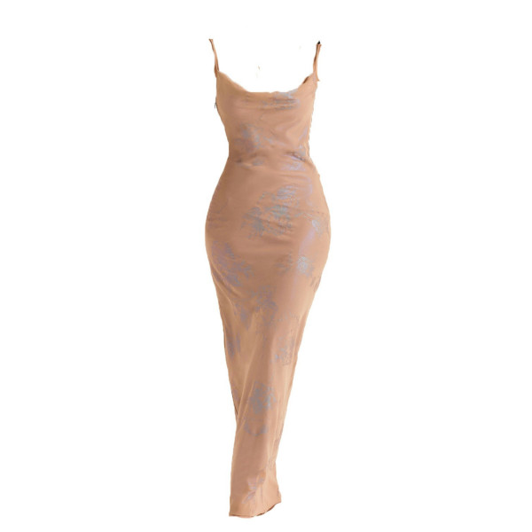 Rent Buy HOUSE OF CB Gabrielle Iridescent Cafe Au Lait Maxi Dress MY WARDROBE HQ