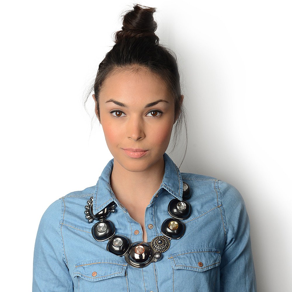 Mawi Vintage Hematite Dome Necklace