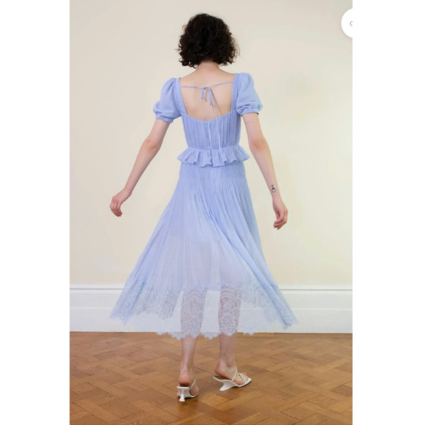 Self-Portrait Pale Blue Chiffon Midi Dress