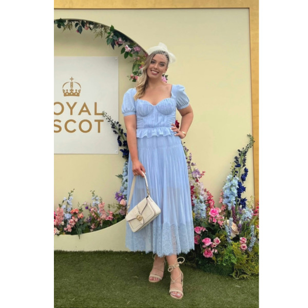 Self-Portrait Pale Blue Chiffon Midi Dress