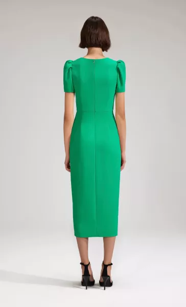 Self-Portrait GREEN CREPE MIDI DRESS