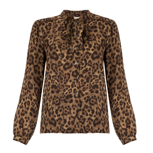 Rent Buy Michael Kors Leopard Print Silk Blouse MY WARDROBE HQ