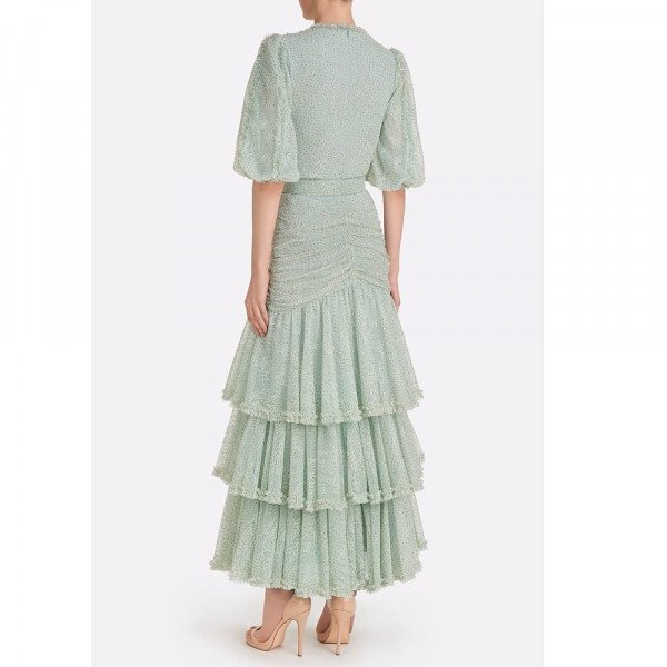 Costarellos Jeanisse Tiered Chantilly Lace Dress