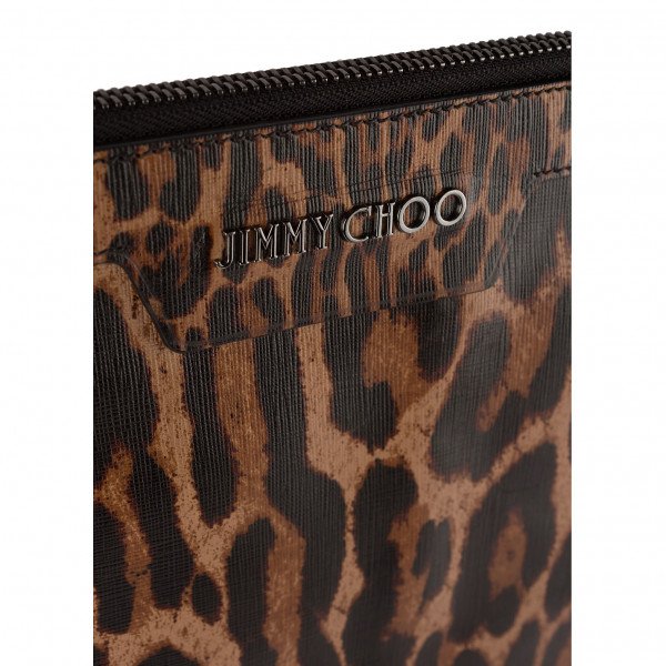 Jimmy Choo Coated Canvas Leopard Oversized Clutch