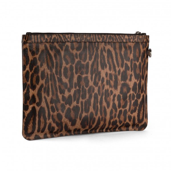 Jimmy Choo Coated Canvas Leopard Oversized Clutch