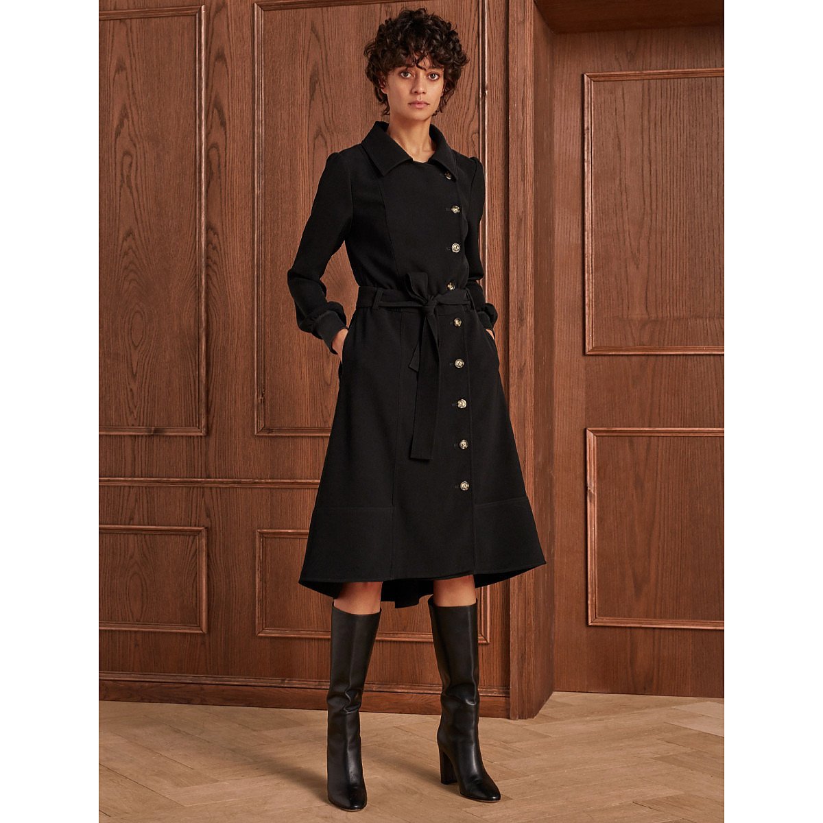 ME+EM Military Woven Twill Fit + Flare Dress