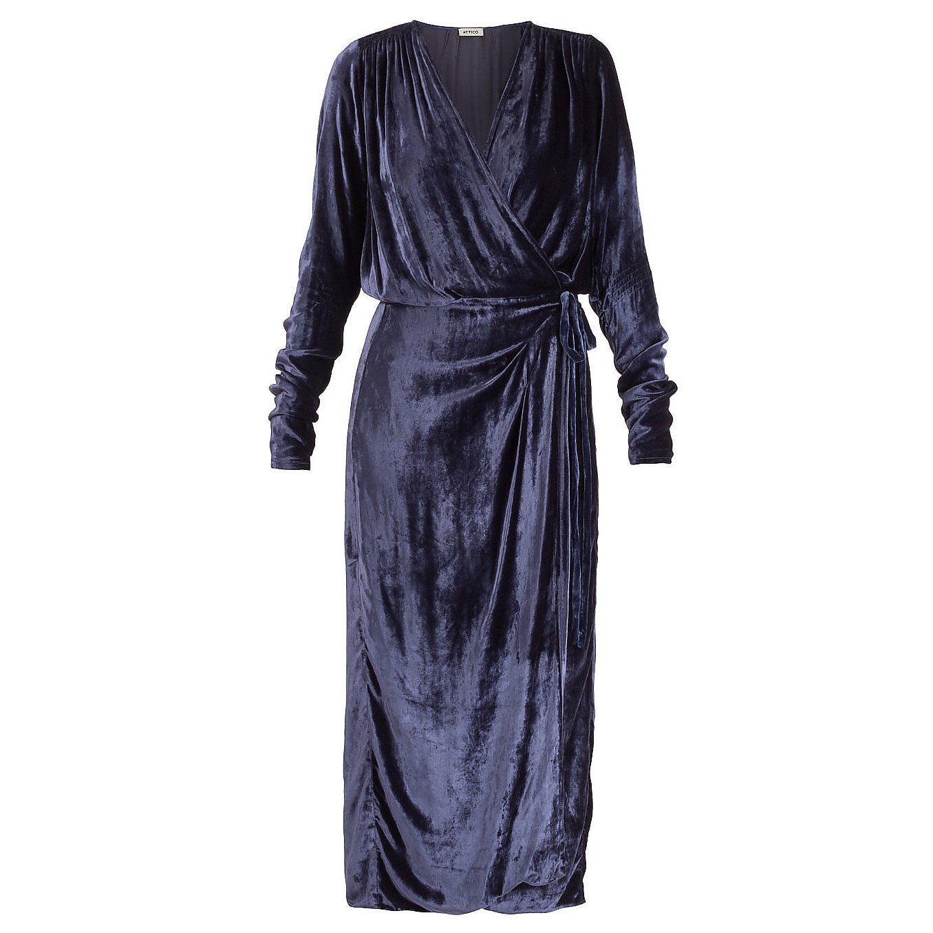 velvet wrap midi dress