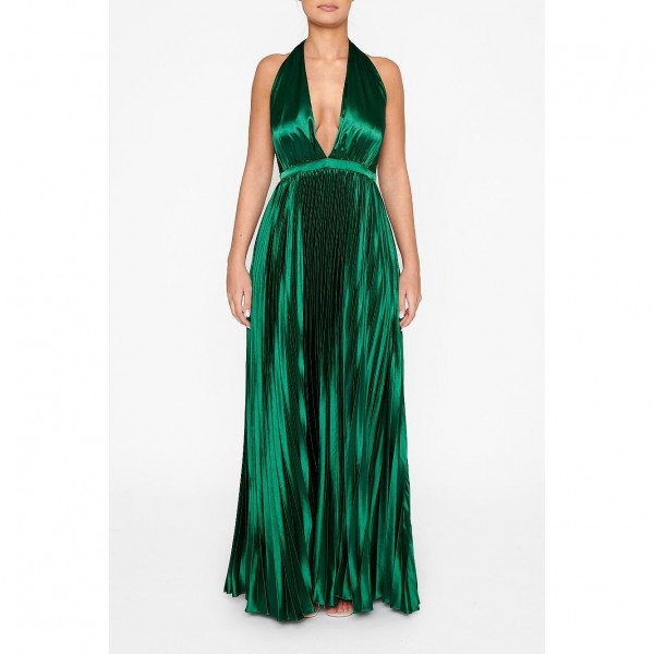 Lipsy metallic pleated halterneck maxi outlet dress