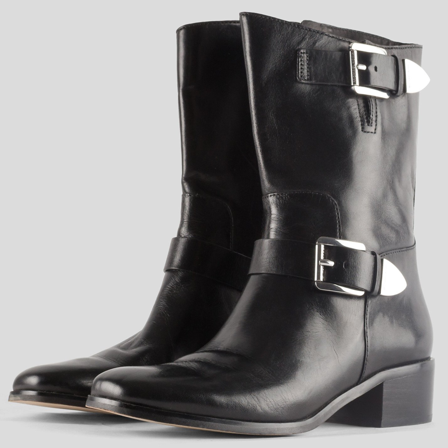 Rent Buy Michael Kors Biker Boots With Silver Buckles | MY WARDROBE HQ