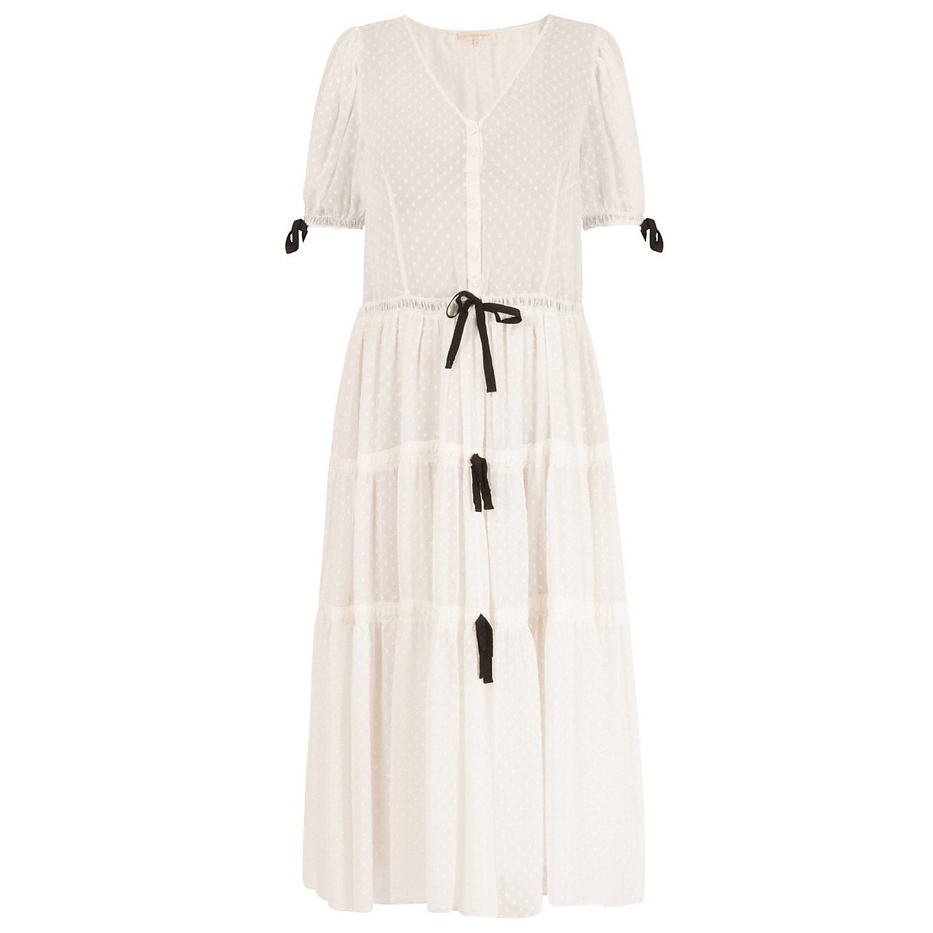 LoveShackFancy Sheer Tiered Dotted Dress