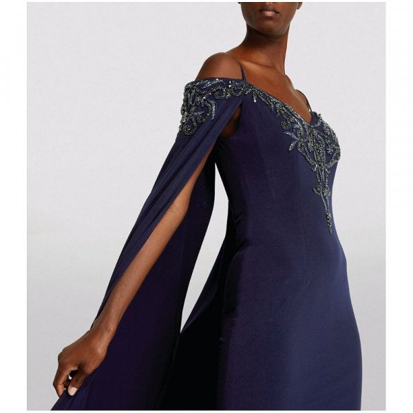 Jovani Cape-Back Embellished Gown