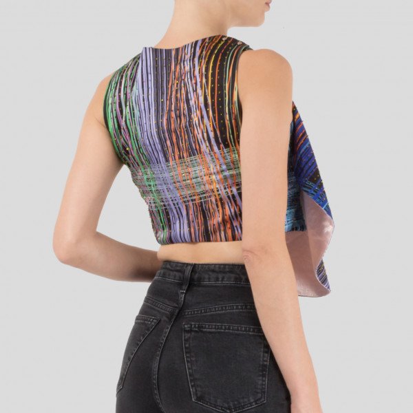 Minnanhui Draped Printed Crop Top