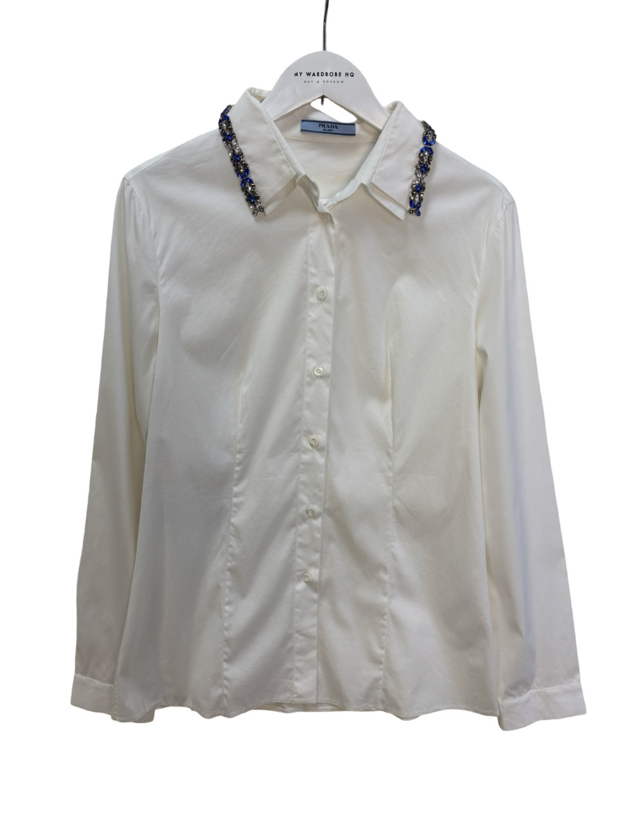 PRADA Jewelled White Button Up