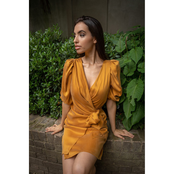 FEMPONIQ Draped Vegan-Cupro Wrap Dress