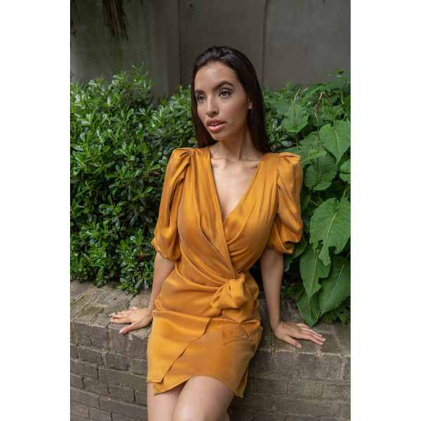 FEMPONIQ Draped Vegan-Cupro Wrap Dress