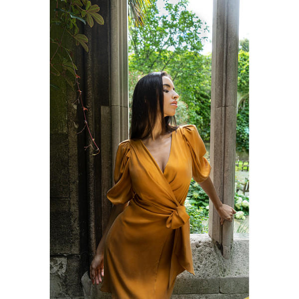 FEMPONIQ Draped Vegan-Cupro Wrap Dress