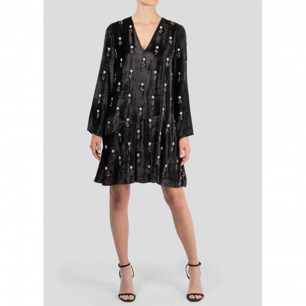 Beulah Tejal Velvet Shift Dress