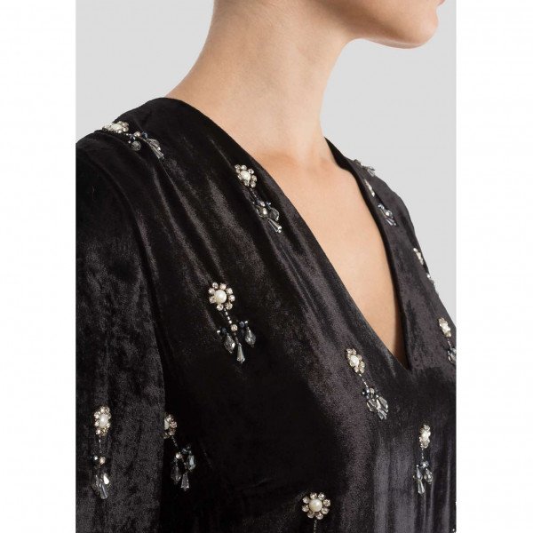 Beulah Tejal Velvet Shift Dress