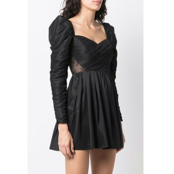 Self-Portrait Lace Back Taffeta Mini Dress