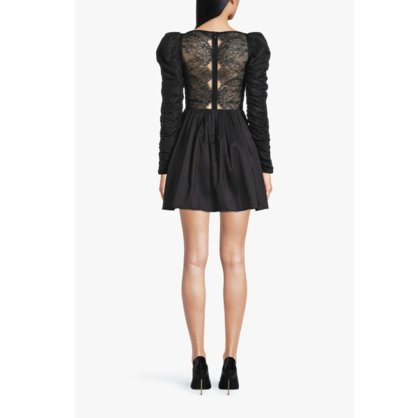 Self-Portrait Lace Back Taffeta Mini Dress