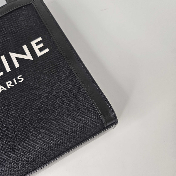 CÉLINE Mini Vertical Cabas Tote in Black Canvas
