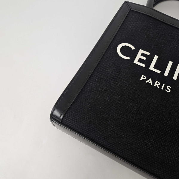 CÉLINE Mini Vertical Cabas Tote in Black Canvas