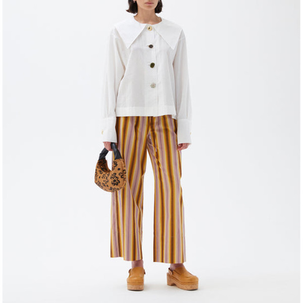 Rejina Pyo Seersucker Long Sleeve Shirt in White