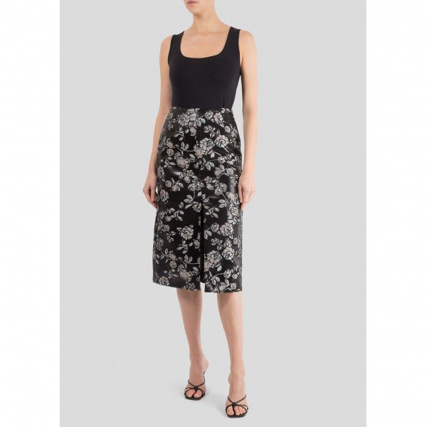 Markus Lupfer Charlie Painted Floral Lurex Skirt