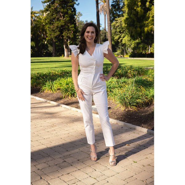 FEMPONIQ Ruffled Sleeve Tailored Jumpsuit