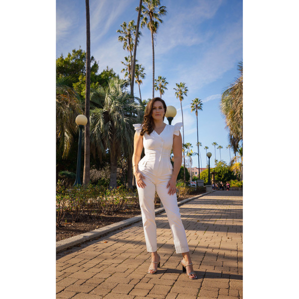 FEMPONIQ Ruffled Sleeve Tailored Jumpsuit