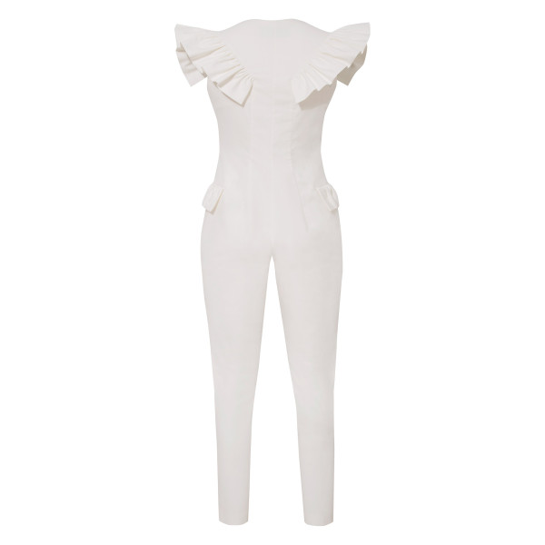 FEMPONIQ Ruffled Sleeve Tailored Jumpsuit