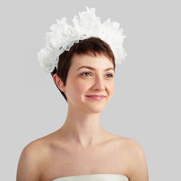 Michel Millinery Lace Floral Crown Headpiece
