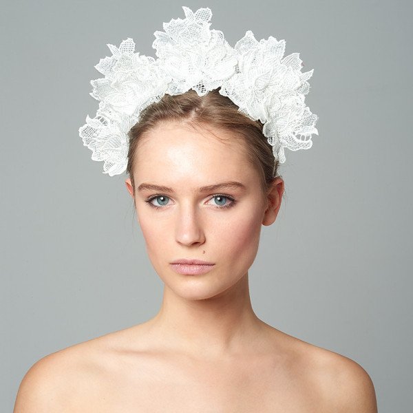 Michel Millinery Lace Floral Crown Headpiece