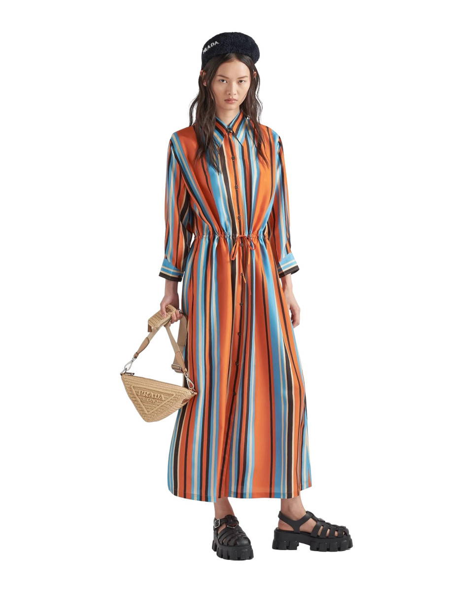 PRADA Multicolour Striped Belt Maxi Dress