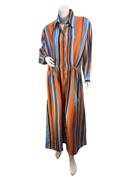 PRADA Multicolour Striped Belt Maxi Dress