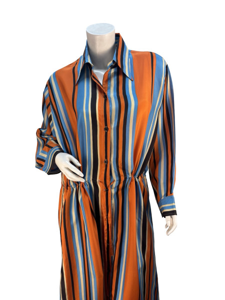 PRADA Multicolour Striped Belt Maxi Dress