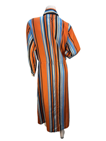 PRADA Multicolour Striped Belt Maxi Dress